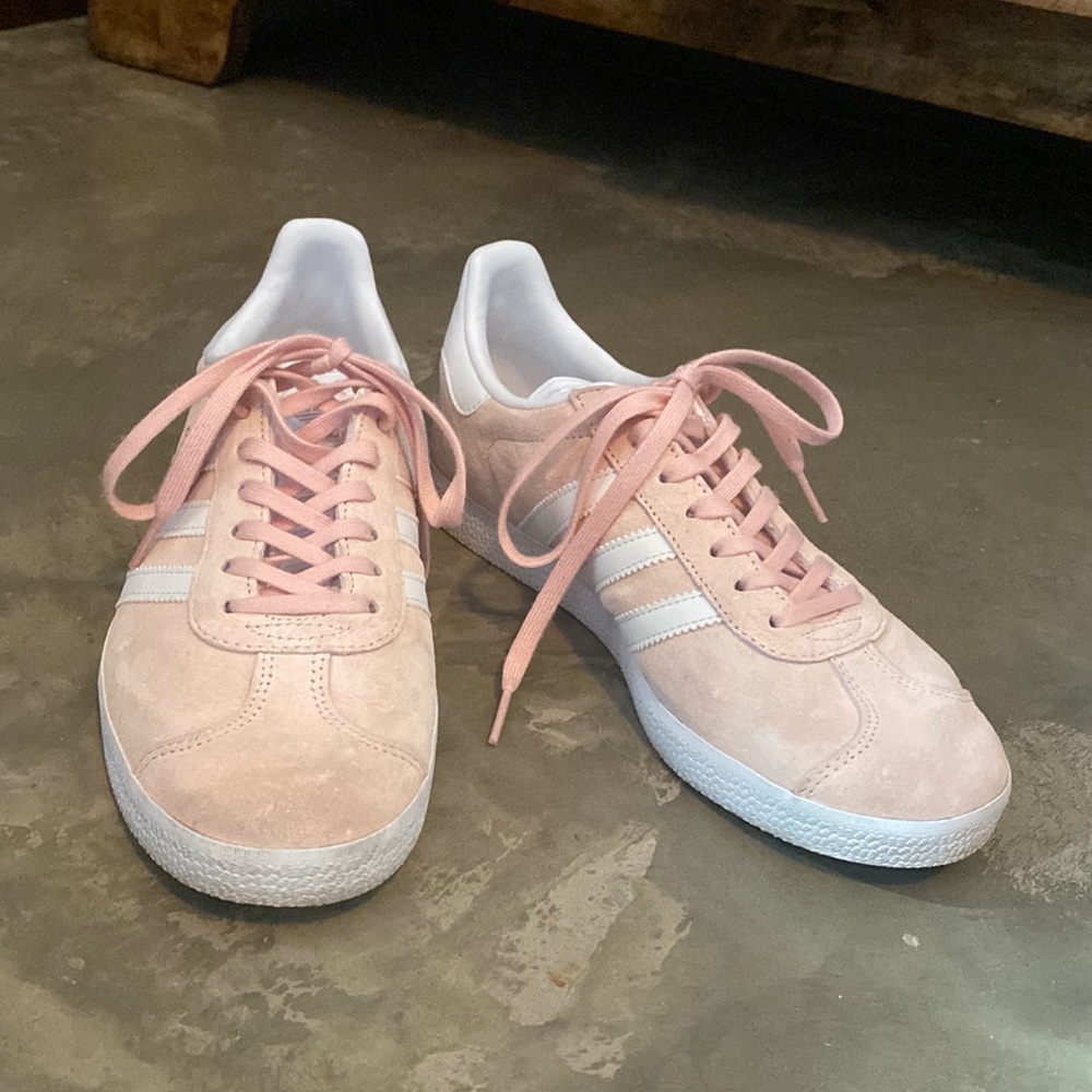 Blush Pink suede Adidas Gazelle
